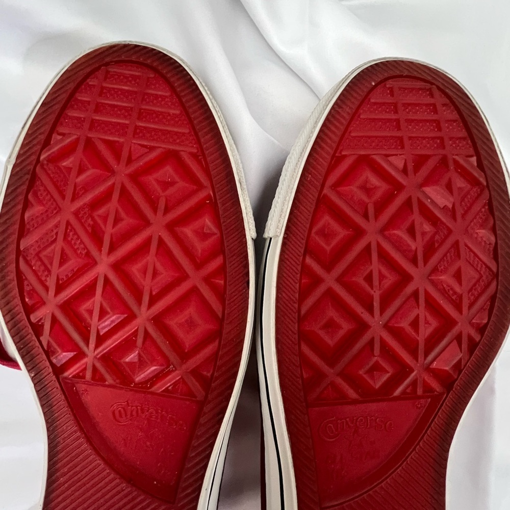 Converse Red All Star Chuck Taylor Perforated Leather Low Top Sneakers Size 10.5 - Picture 14 of 14